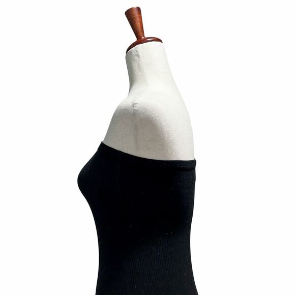 Reformation Strapless Dress XS Extra Small Black Ribbed Knit Mini Bodycon (15) - Picture 5 of 8